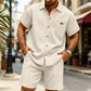 Men's Waffle Knit Short Sleeve Shirt & Shorts Set