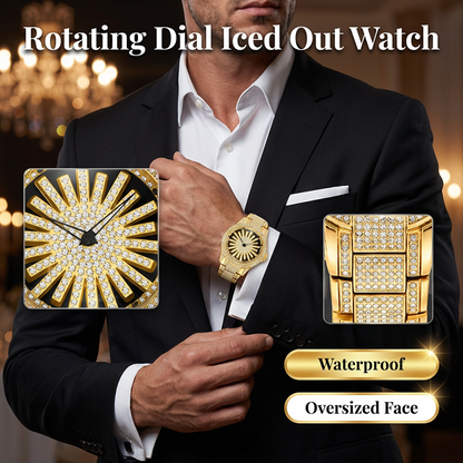 ⌚ 40% OFF NOW! ⚡Men's Iced-Out Rotating Dial Watch