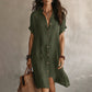 Women's Short Sleeve Button-Down Shirt Dress