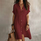 Women's Short Sleeve Button-Down Shirt Dress
