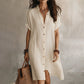 Women's Short Sleeve Button-Down Shirt Dress