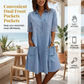 📢📢40% OFF !! ⏰Relaxed Fit A-Line Denim Dress with Mesh Sleeve Detail