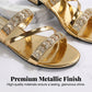 Rhinestone Low Heel Slip-On Sandals
