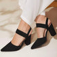 Pointed Toe Block Heel Slingback Pumps