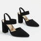 Pointed Toe Block Heel Slingback Pumps
