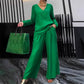 Women's V-Neck Casual 2-Piece Lounge Set