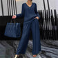 Women's V-Neck Casual 2-Piece Lounge Set