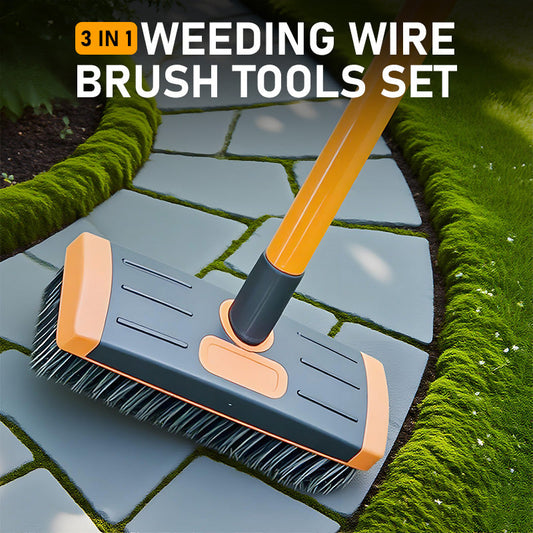 🌿 50% OFF NOW!🧹3-in-1 Weed Wire Brush Set – Durable Steel Brushes, Ergonomic Handle & Ideal for Patios, Driveways & Garden Paths 🏡