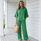📢📢49% OFF !! ⏰Women's Stand-Up Collar Top & Wide-Leg Pants Set