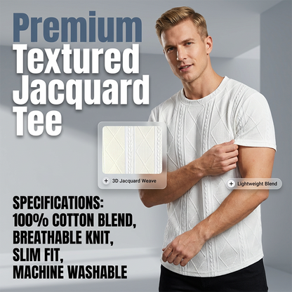 Men's Short Sleeve Crew-Neck Jacquard Shirt