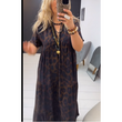 💃🌟 שמלת מקסי ארוכה נשית | הדפס נמר מרהיב, צוואר V אלגנטי ✨