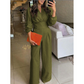 Chic Long Sleeve V-Neck Palazzo Jumpsuit