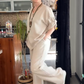 Women's Comfortable Roll-Tab Sleeve Loungewear Set