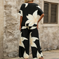 Women's Floral Print Top & Wide-Leg Pants Set