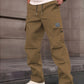 Multi-Pocket Straight-Leg Cargo Pants for Men