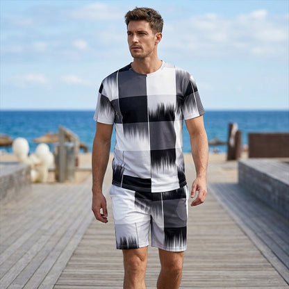 🔥2026 New Arrival ＆ Summer Hot Sale ＆ 50％ Off🔥Men's Abstract Print T-Shirt & Shorts Set