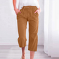 Women's Casual Cotton Linen Capri Pants with Pockets