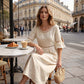 Women's Eyelet Flared Sleeve Midi Dress