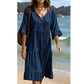 Women's V-Neck Tassel Tie Tiered Midi Dress