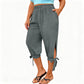 👖 LIMITED-TIME 50% OFF! ✨ Women's Elastic Waist Capri Pants – Breathable, Stretchy, Side Tie Detail 🌿