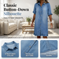 Loose Fit Denim Shirt Dress with Ruffles