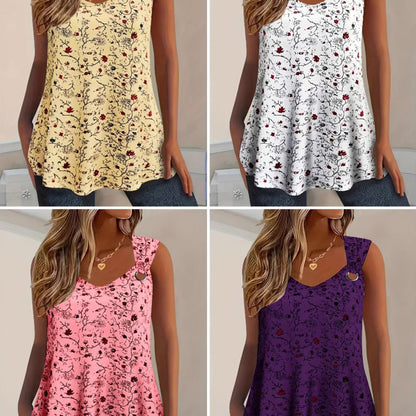 🌸 50% OFF NOW!✨ Women's Floral Print Tank Top – Chic V-Neck & Flowy Fit – Summer Wardrobe Essential 🌞