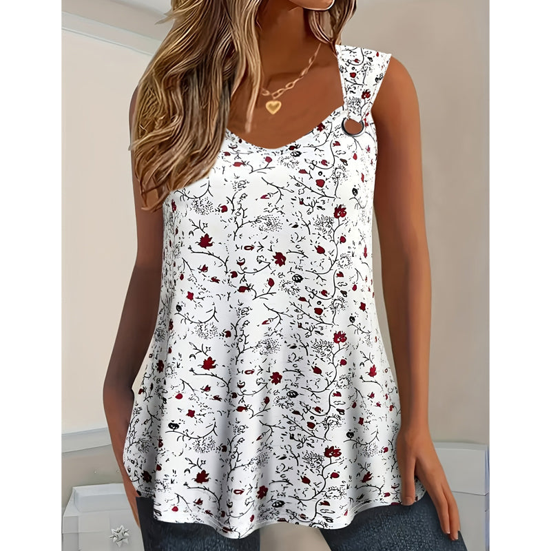 🌸 50% OFF NOW!✨ Women's Floral Print Tank Top – Chic V-Neck & Flowy Fit – Summer Wardrobe Essential 🌞
