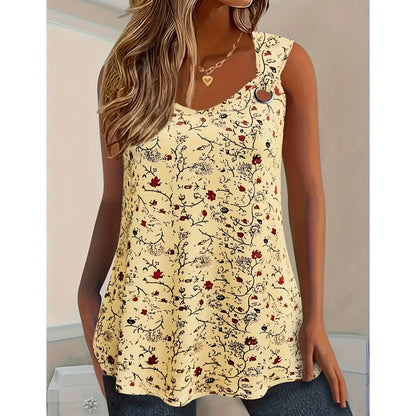 🌸 50% OFF NOW!✨ Women's Floral Print Tank Top – Chic V-Neck & Flowy Fit – Summer Wardrobe Essential 🌞