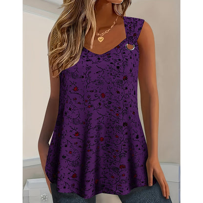 🌸 50% OFF NOW!✨ Women's Floral Print Tank Top – Chic V-Neck & Flowy Fit – Summer Wardrobe Essential 🌞