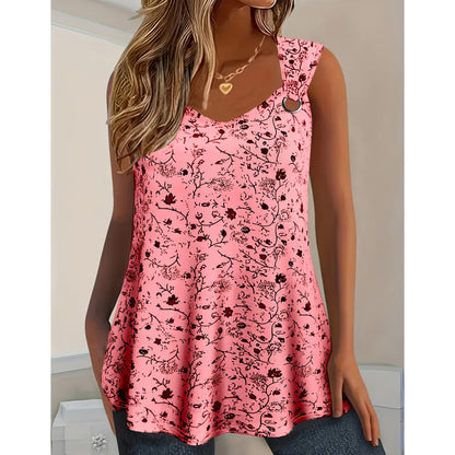 🌸 50% OFF NOW!✨ Women's Floral Print Tank Top – Chic V-Neck & Flowy Fit – Summer Wardrobe Essential 🌞