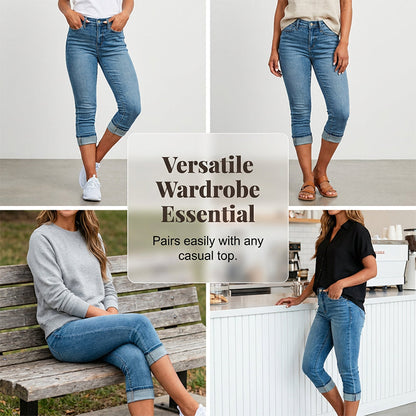 💥✨Limited-time 50% Off Special Offer - Women's Casual High Waist Stretch Capri Jeans