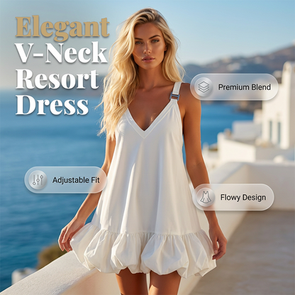 👗 LIMITED-TIME 50% OFF! 💥 V-Neck Bubble Hem Dress – Adjustable Straps, Voluminous Ruffles, Featherlight ✨