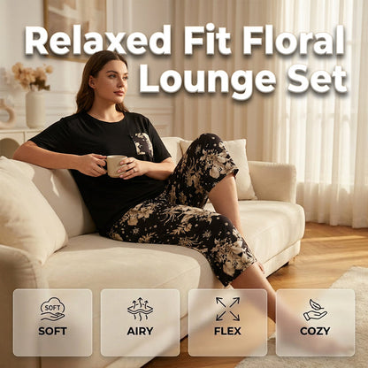 Women's Casual Crew Neck Top & Capri Pants Set
