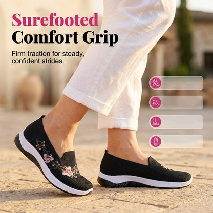 🌸 2026 Sale — Over 44,000 Sold! 👟 Women's Floral Embroidered Mesh Slip-On Shoes
