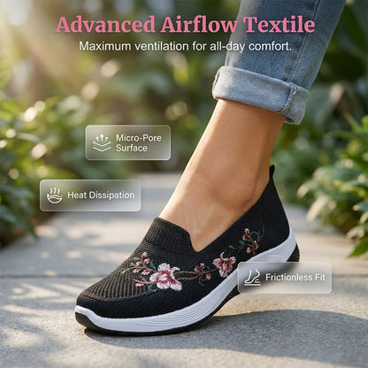 🌸 2026 Sale — Over 44,000 Sold! 👟 Women's Floral Embroidered Mesh Slip-On Shoes
