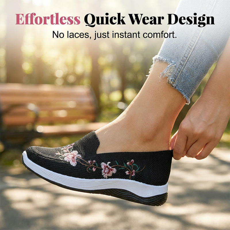 🌸 2026 Sale — Over 44,000 Sold! 👟 Women's Floral Embroidered Mesh Slip-On Shoes