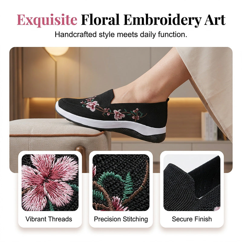 🌸 2026 Sale — Over 44,000 Sold! 👟 Women's Floral Embroidered Mesh Slip-On Shoes