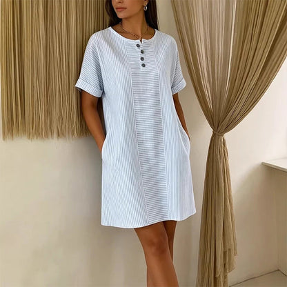 Women's Casual Striped Short Sleeve T-Shirt Dress