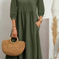 Women's Lantern Sleeve Cotton And Linen Summer Dress