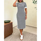 Women's Striped Short Sleeve Midi Dress