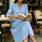 🔥Women’s V-Neck Cotton Linen A Line Dress