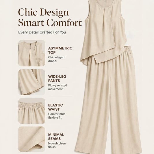 📢📢 50% OFF👗✨Women's Asymmetric Top & Wide-Leg Pants Set – Effortless Chic Wide-Leg Style🔥