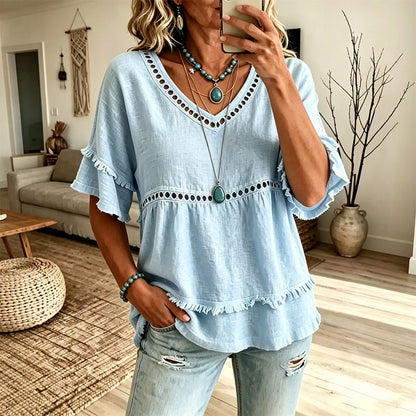 🌸Best Sellers-Women's Bohemian Hollow-Out Fringe Top