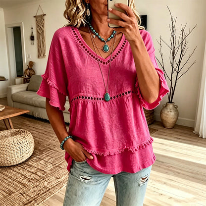 🌸Best Sellers-Women's Bohemian Hollow-Out Fringe Top