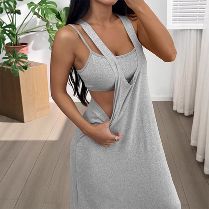 Two-Piece Style Tank Maxi Dress with Side Cut-Outs