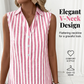 Women Sleeveless Striped Shirt Dress V Neck
