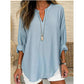 👕Women’s Casual Solid V-Neck Blouse– Effortless Everyday Smart Casual Top✨