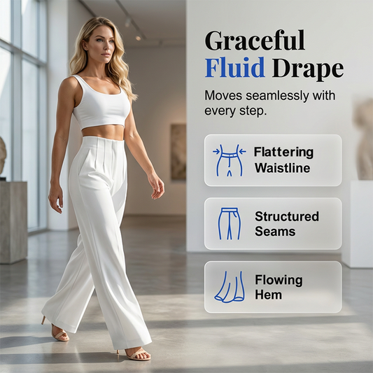👖 מכנסי רגל רחבה מחוייטים | מותן גבוה אלגנטי עם זרימה אוורירית ✨ | S-3XL