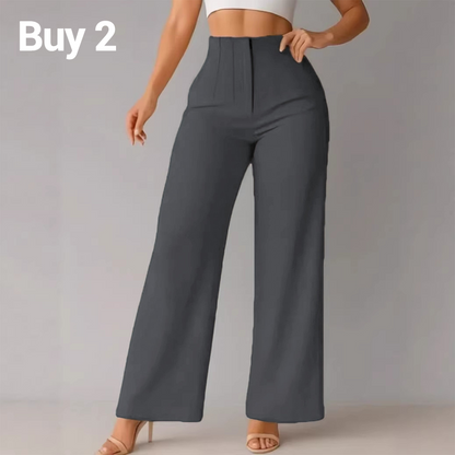 👖 מכנסי רגל רחבה מחוייטים | מותן גבוה אלגנטי עם זרימה אוורירית ✨ | S-3XL