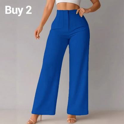 👖 מכנסי רגל רחבה מחוייטים | מותן גבוה אלגנטי עם זרימה אוורירית ✨ | S-3XL